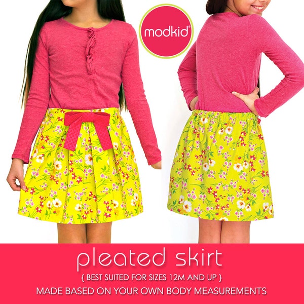 Pleated Skirt PDF Downloadable LITE Pattern Tutorial by MODKID... for girls, teens and women - Instant Download