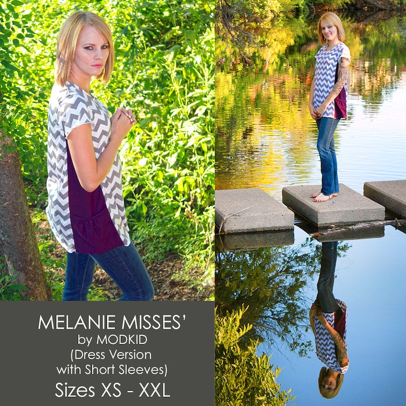 Melanie Misses' Dress or Tunic PDF Downloadable Pattern by Modkid... sizes XS-XXL Women included Instant Download 画像 5