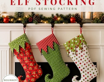 Elf Christmas Stocking Sewing Pattern PDF | Beginner Friendly DIY Holiday | Instant Download | MODKID