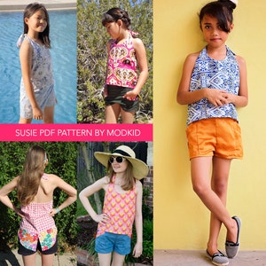 Susie Halter Top y Shorts PDF Patrón descargable por MODKID... tallas 2T a 12 Niñas incluidas Descarga instantánea imagen 3