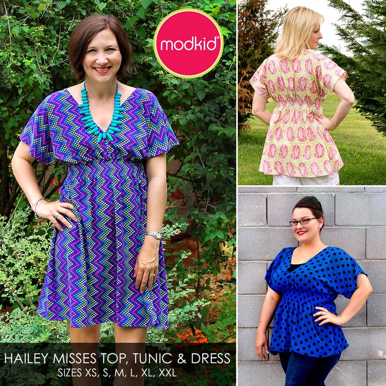 Hailey Misses Dress or Tunic PDF Downloadable Pattern by Modkid... sizes XS-XXL Women included Instant Download image 1