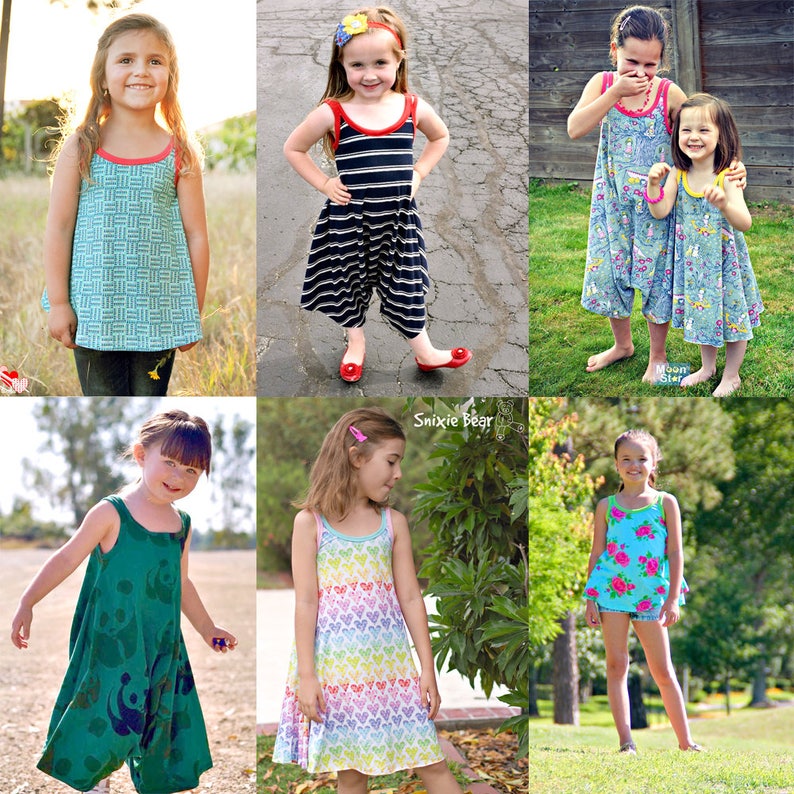 Leilani Girls Swing Top, Swing Dress, Harem Romper PDF Downloadable Pattern by MODKID... sizes 2T to 8/9 Girls included Instant Download image 4