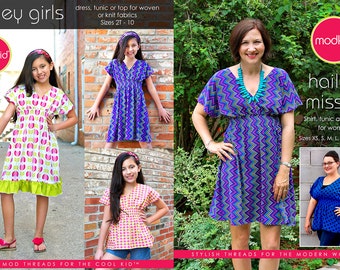 Hailey Girls and Misses PDF Pattern Bundle by MODKID - Instant Digital Download - Buy 2 and SAVE!