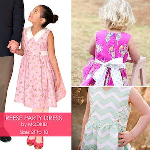 Reese Party Dress PDF Downloadable Pattern by MODKID... sizes 2T to 10 Girls included Instant Download image 1