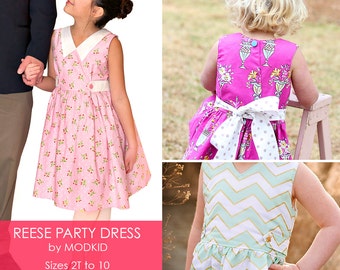Reese Party Dress PDF Downloadable Pattern by MODKID... sizes 2T to 10 Girls included - Instant Download