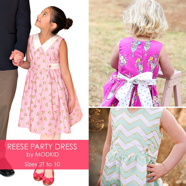 Reese Party Dress PDF Downloadable Pattern by MODKID... sizes 2T to 10 Girls included - Instant Download