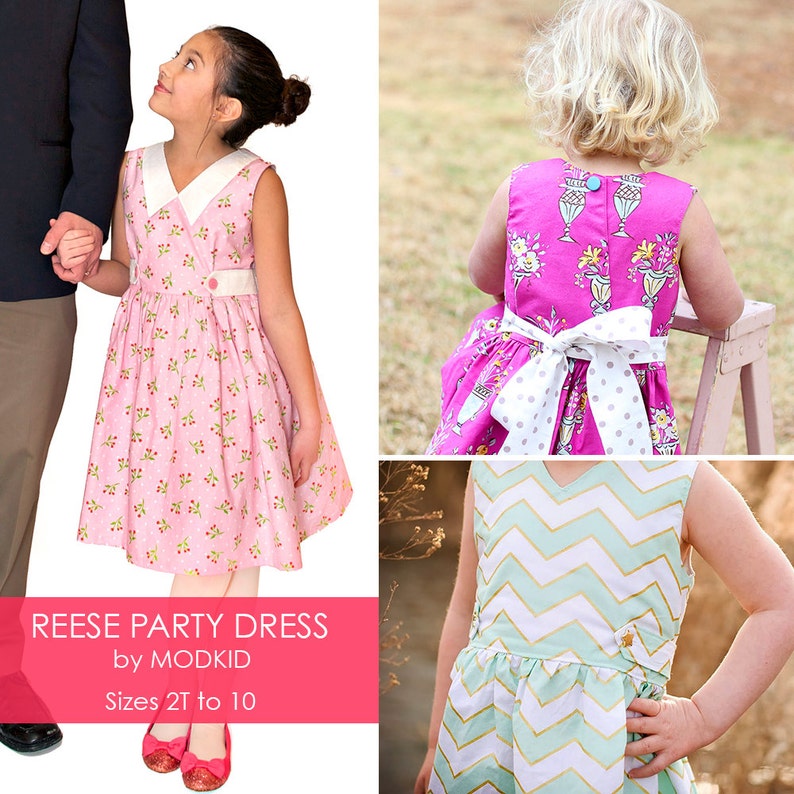 Reese Party Dress PDF Downloadable Pattern by MODKID... sizes 2T to 10 Girls included Instant Download image 1