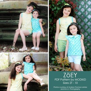 Zoey Summer Ensemble PDF Downloadable Pattern by MODKID... sizes 2T to 10 Girls included Instant Download image 3