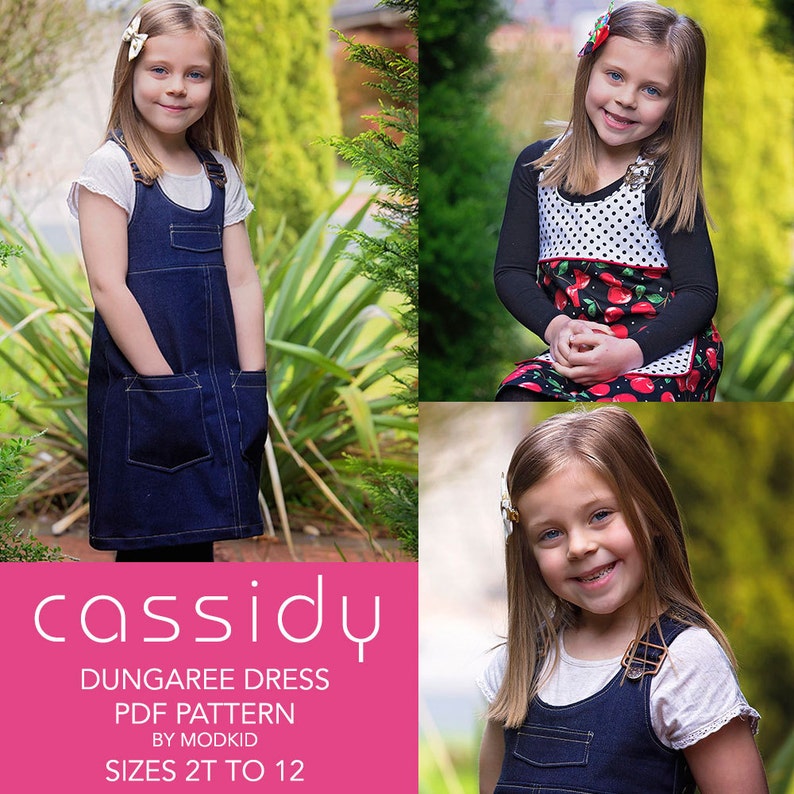 Cassidy Dungaree Dress PDF Downloadable Pattern by MODKID... sizes 2T to 12 Girls included Instant Download 画像 2