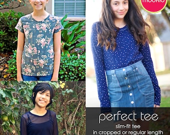 Perfect Tee Tween/Teen PDF Downloadable Pattern by MODKID... sizes 10 to 18 Juniors included - Instant Download