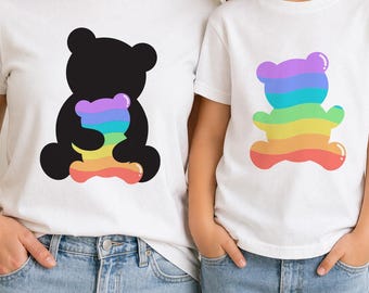 Ours en peluche coloré imprimable - art mural maman et bébé, décoration de chambre d'enfant, enfants modernes SVG EPS PNG couper fichier Cricut Silhouette (téléchargement numérique)