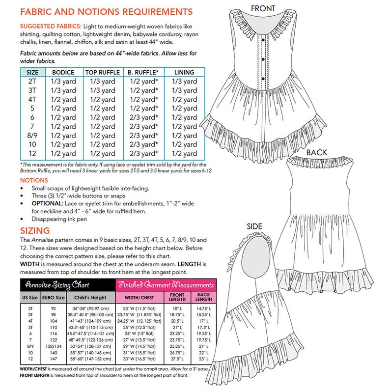 Annalise Low-High Vest and Top Tunic PDF Downloadable Pattern by MODKID... sizes 2T to 12 Girls included Instant Download image 2