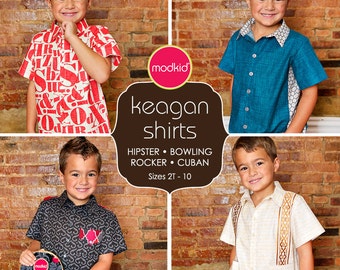 Keagan Boy Shirts PDF Downloadable Pattern by MODKID... sizes 2T to 10 included - Instant Download