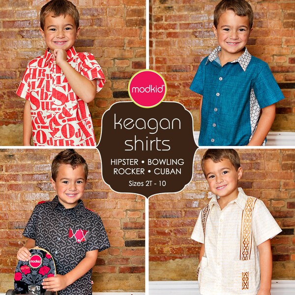 Keagan Boy Shirts PDF Downloadable Pattern by MODKID... sizes 2T to 10 included - Instant Download