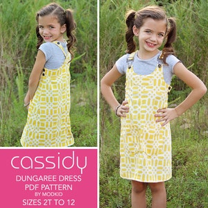 Cassidy Dungaree Dress PDF Downloadable Pattern by MODKID... sizes 2T to 12 Girls included Instant Download 画像 4