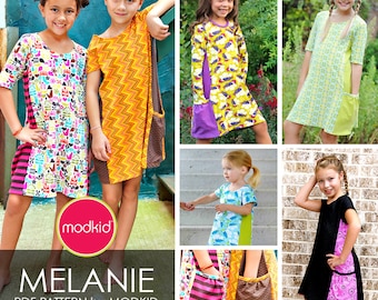 Melanie Knit Dress PDF Downloadable Pattern by MODKID... sizes 2T to 10 Girls included - Instant Download