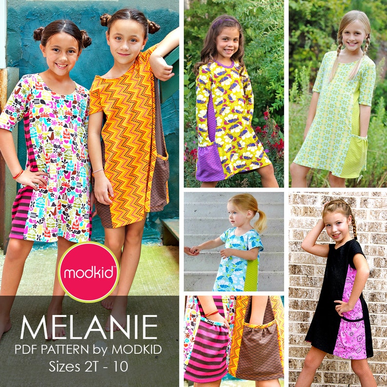 Melanie Knit Dress PDF Downloadable Pattern by MODKID... sizes 2T to 10 Girls included Instant Download image 1