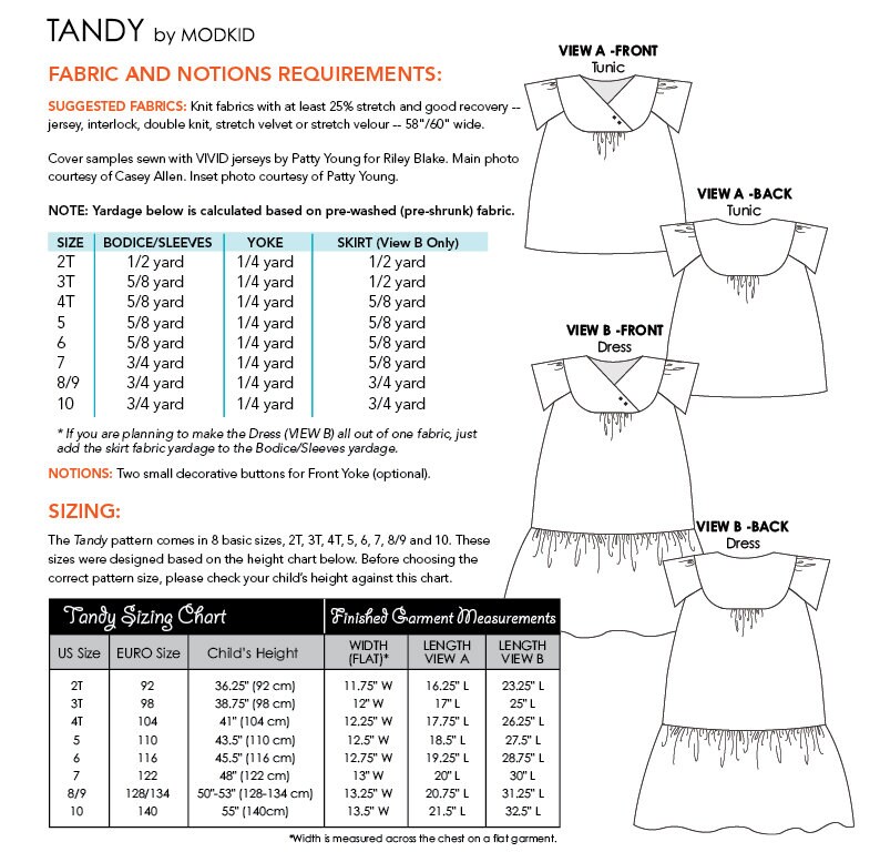 Tandy Knit Tunic and Dress PDF Downloadable Pattern by MODKID... sizes 2T to 10 Girls included Instant Download image 2