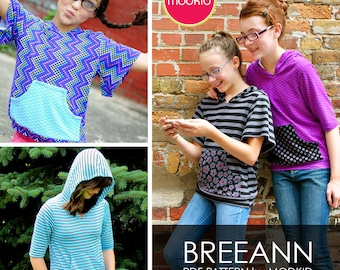 Breeann Hooded Knit Top PDF Downloadable Pattern by MODKID... sizes 8/9, 10, 12, 14, 16 Girls included - Instant Download