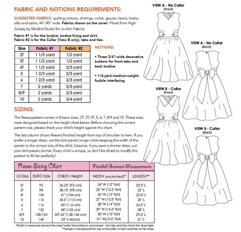 Reese Party Dress PDF Downloadable Pattern by MODKID... sizes 2T to 10 Girls included Instant Download image 2