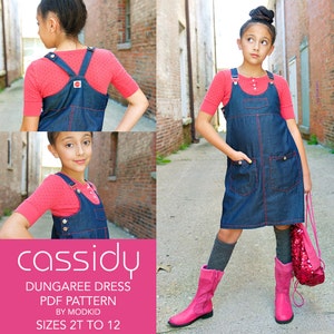 Cassidy Dungaree Dress PDF Downloadable Pattern by MODKID... sizes 2T to 12 Girls included Instant Download 画像 1