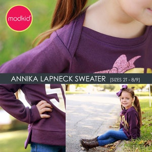 Annika Girls Lapneck Sweater PDF Downloadable Pattern by MODKID... sizes 2T to 8/9 Girls included Instant Download image 5