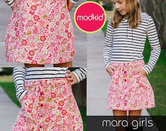 Mara Girls Mini Skirt PDF Downloadable Pattern by MODKID... sizes 2T to 8/9 Girls included - Instant Download