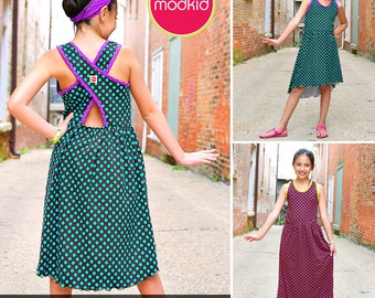 Malibu Cross-Back Dress PDF Downloadable Pattern by MODKID... sizes 2T to 12 Girls included - Instant Download