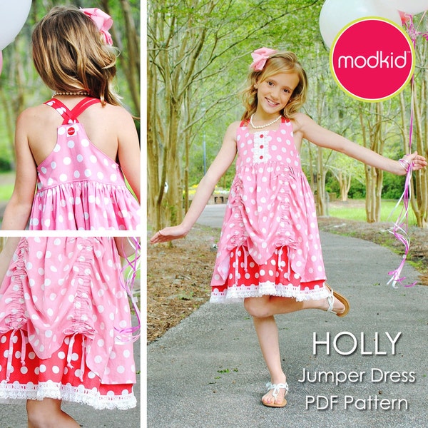 HOLLY Jumper Dress PDF Downloadable Pattern by MODKID... sizes 2T to 10 Girls included - Instant Download