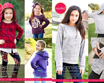 Annika Girls and Tween Teen PDF Pattern Bundle by MODKID - Instant Digital Download - Buy 2 and SAVE!