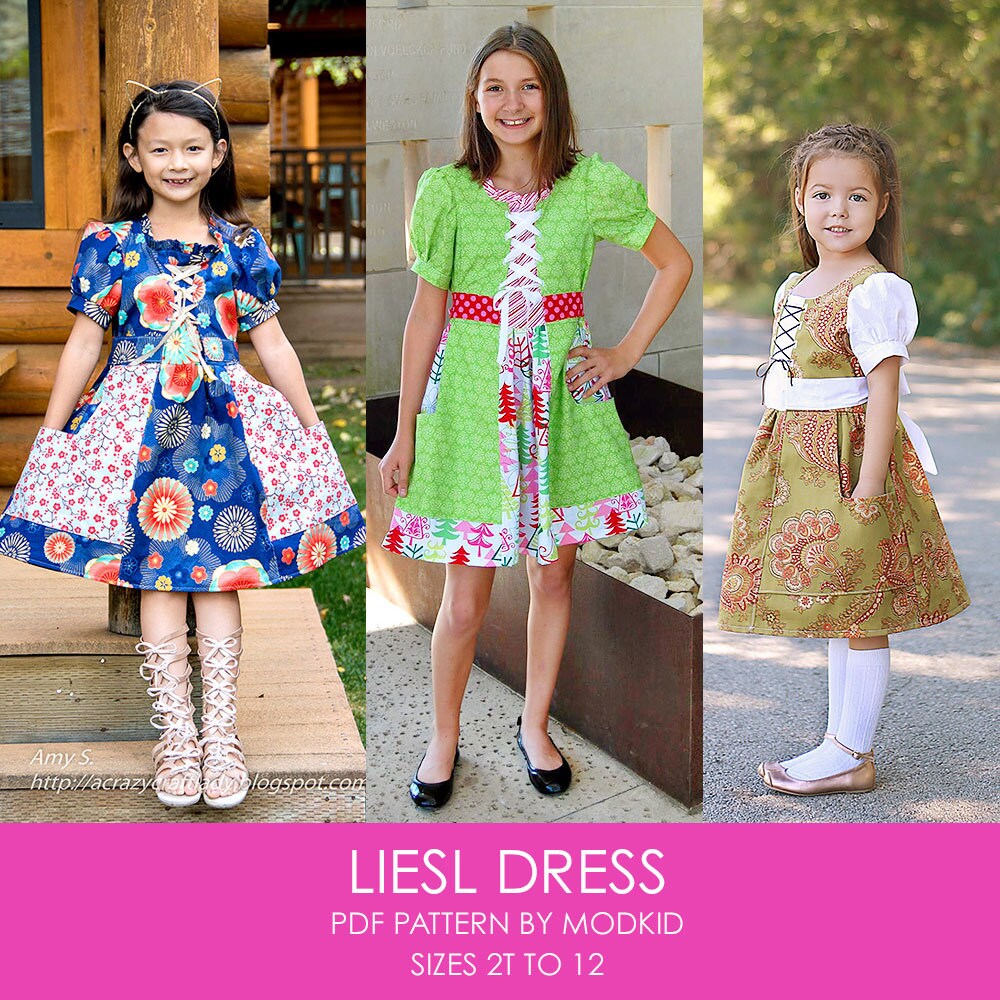 Liesl Dress PDF Downloadable Pattern by MODKID... sizes 2T to | Etsy