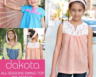 Dakota Swing Top PDF Downloadable Pattern by MODKID... sizes 2T to 12 Girls included - Instant Download