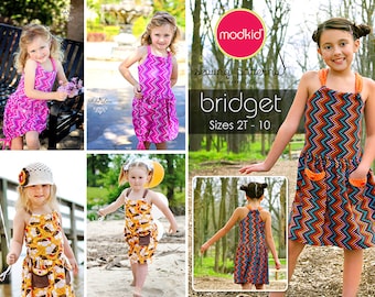 BRIDGET Dress PDF Downloadable Pattern by MODKID... sizes 2T to 10 Girls included - Instant Download