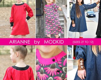 Arianne A-Line Dress PDF Downloadable Pattern by MODKID... sizes 2T to 12 Girls included - Instant Download