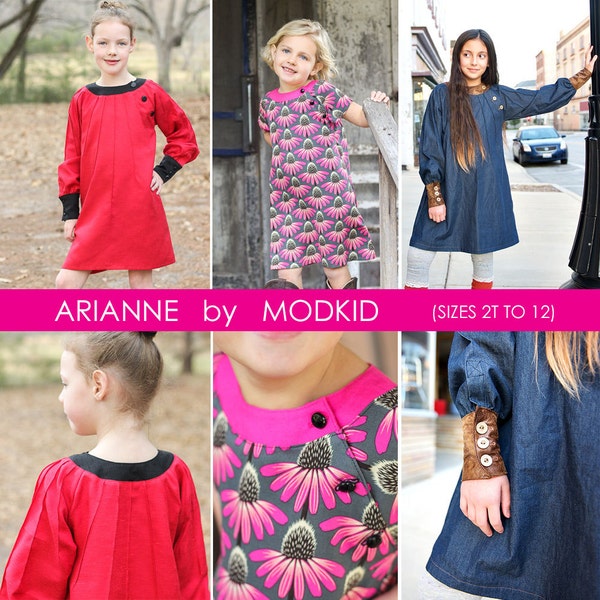 Arianne A-Line Dress PDF Downloadable Pattern by MODKID... sizes 2T to 12 Girls included - Instant Download