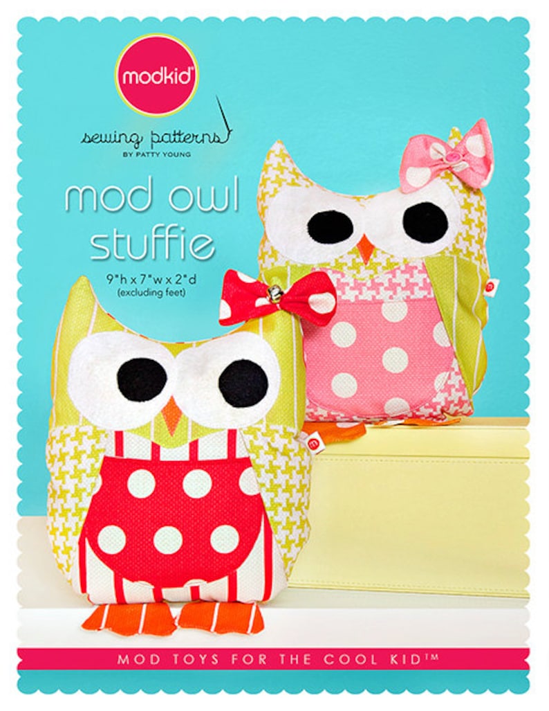 Mod Owl Stuffie PDF Downloadable Pattern by MODKID Instant Download image 1