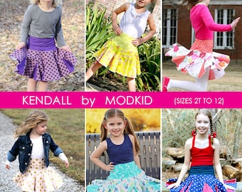 Kendall Twirly Skirt PDF Downloadable Pattern by MODKID... sizes 2T to 12 Girls included - Instant Download