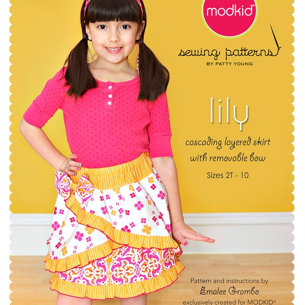 Lily Ruffle Skirt PDF Downloadable Pattern by MODKID... sizes 2T to 10 Girls included - Instant Download
