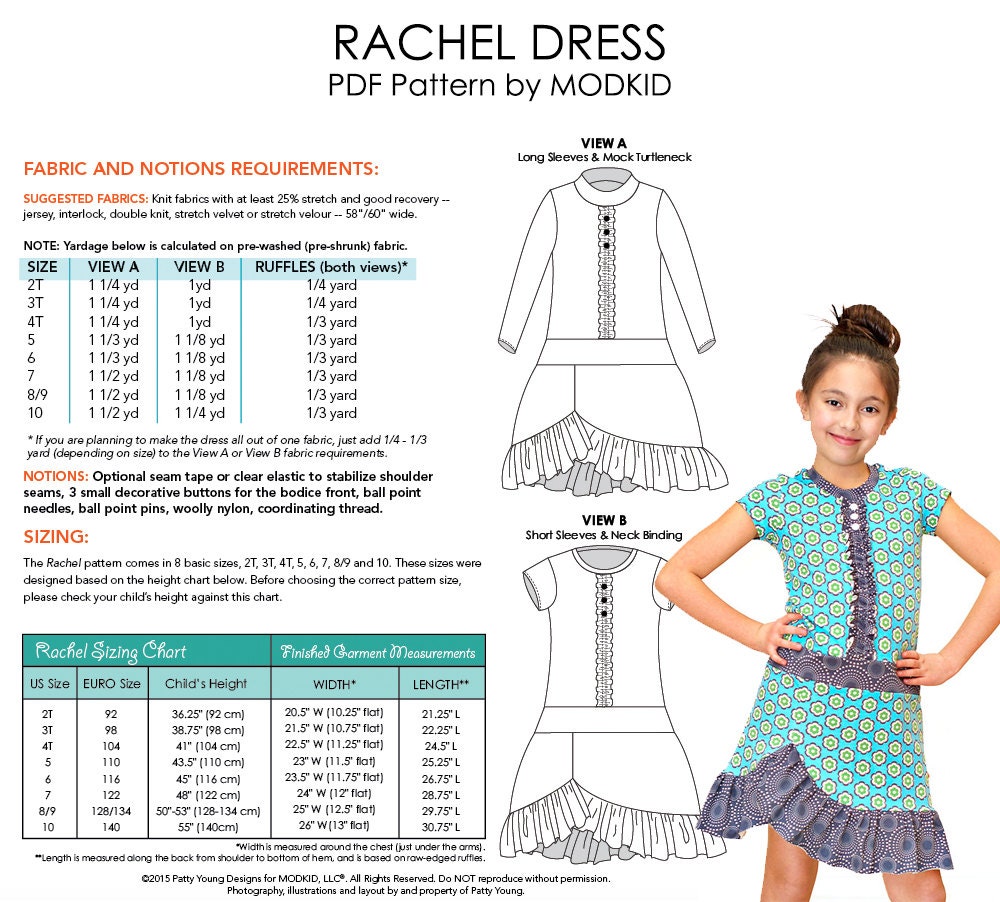 Rachel Knit Dress PDF Downloadable Pattern by MODKID... Sizes | Etsy