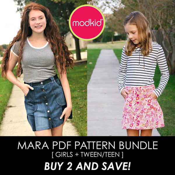 Mara Girls and Tween Teen PDF Pattern Bundle by MODKID - Instant Digital Download - Buy 2 and SAVE!