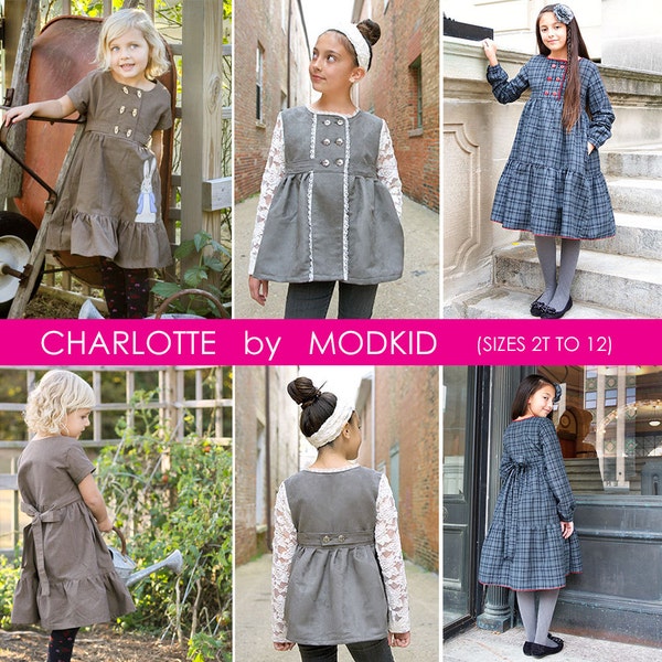 Charlotte Dress and Jacket PDF Downloadable Pattern by MODKID... sizes 2T to 12 Girls included - Instant Download