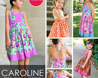 Caroline Pleated Dress PDF Downloadable Pattern by MODKID... sizes 2T to 10 Girls included - Instant Download