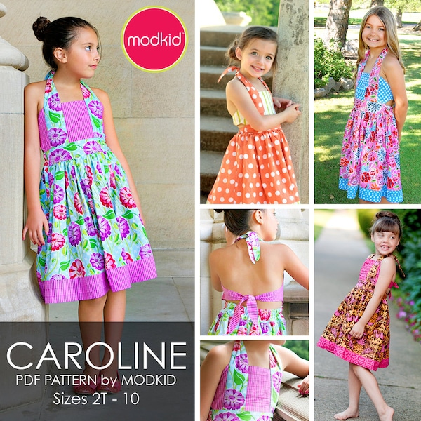Caroline Pleated Dress PDF Downloadable Pattern by MODKID... sizes 2T to 10 Girls included - Instant Download