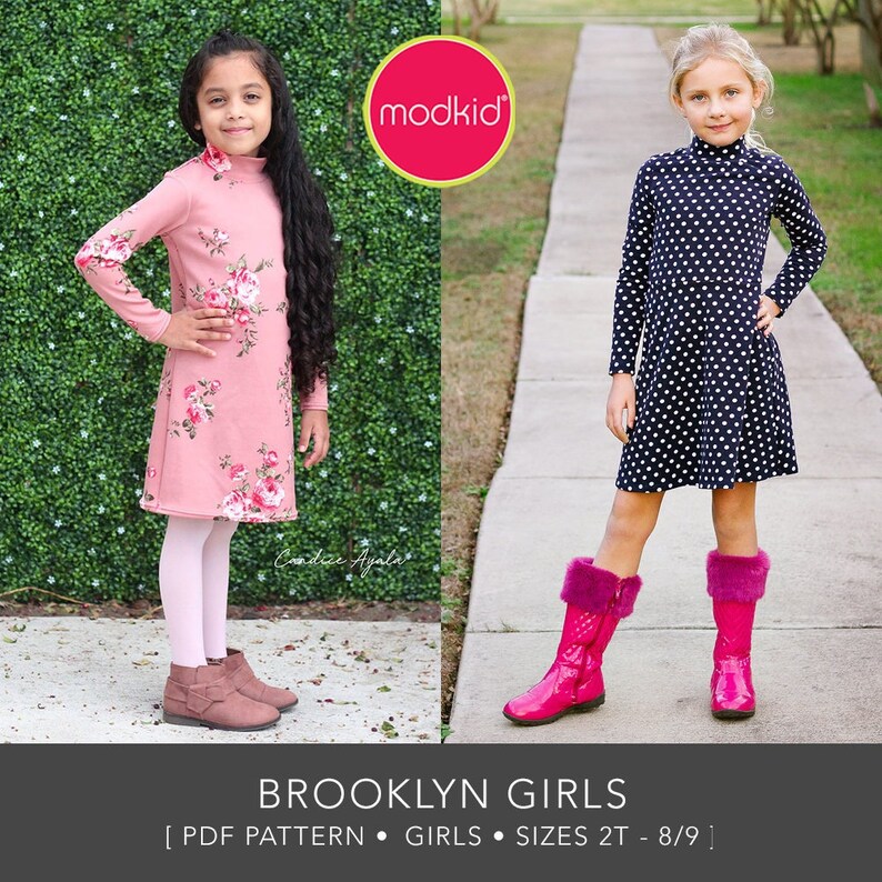 Brooklyn Girls Dress PDF Downloadable Pattern by Modkid... sizes 2T, 3T, 4T, 5, 6, 7 and 8/9 included Instant Download zdjęcie 1