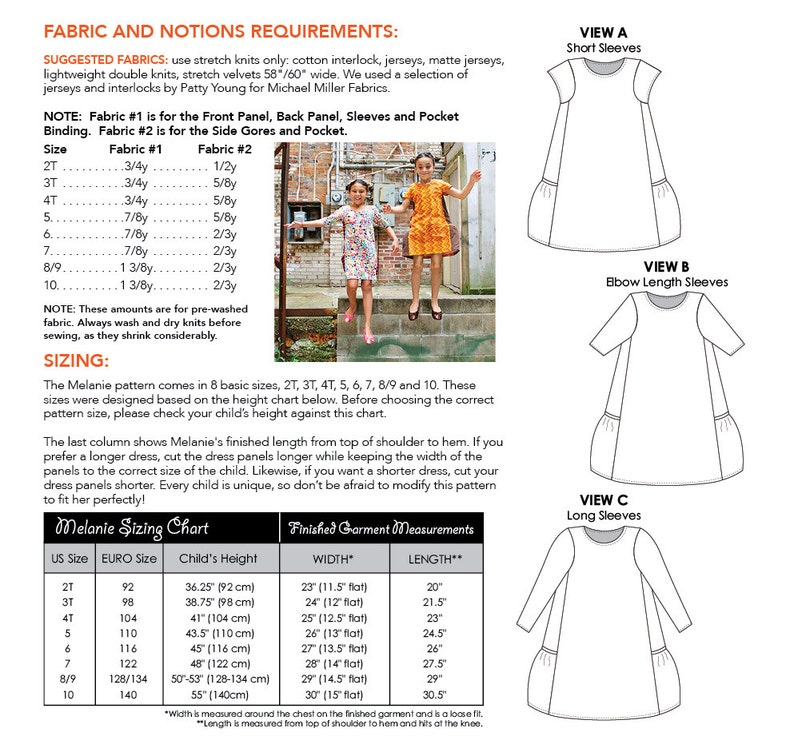 Melanie Knit Dress PDF Downloadable Pattern by MODKID... sizes 2T to 10 Girls included Instant Download image 2