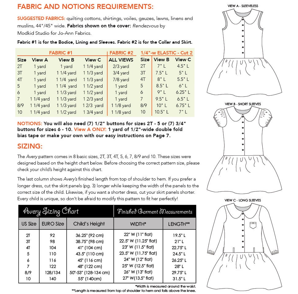 Avery Drop-waist Dress PDF Downloadable Pattern by MODKID... - Etsy