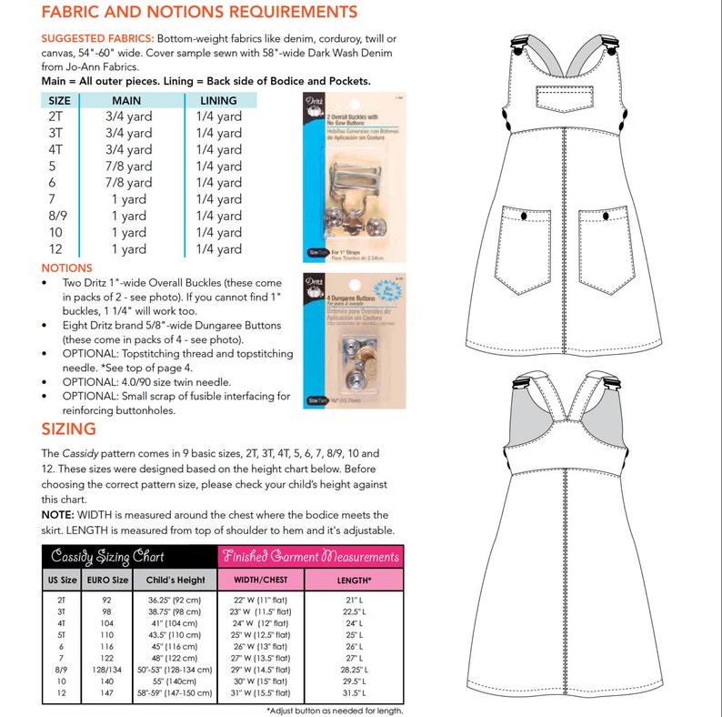 Cassidy Dungaree Dress PDF Downloadable Pattern by MODKID... sizes 2T to 12 Girls included Instant Download image 5