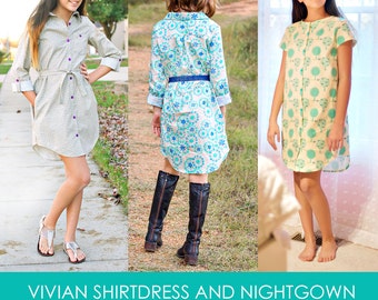 Vivian Shirtdress and Nightgown PDF Downloadable Pattern by MODKID... sizes 2T to 12 Girls included - Instant Download