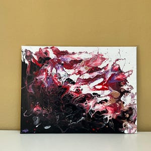 Abstract pouring picture with acrylic paints - decoration for wall - acrylic canvas - creative & unique gift idea - decoration - 15.7x11.8in