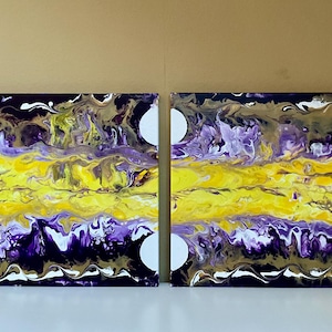 Acrylic pouring as wall decor - bright acrylic paints on canvas - creative & abstract acrylic painting - DIY wall painting - 31.5x15.7in